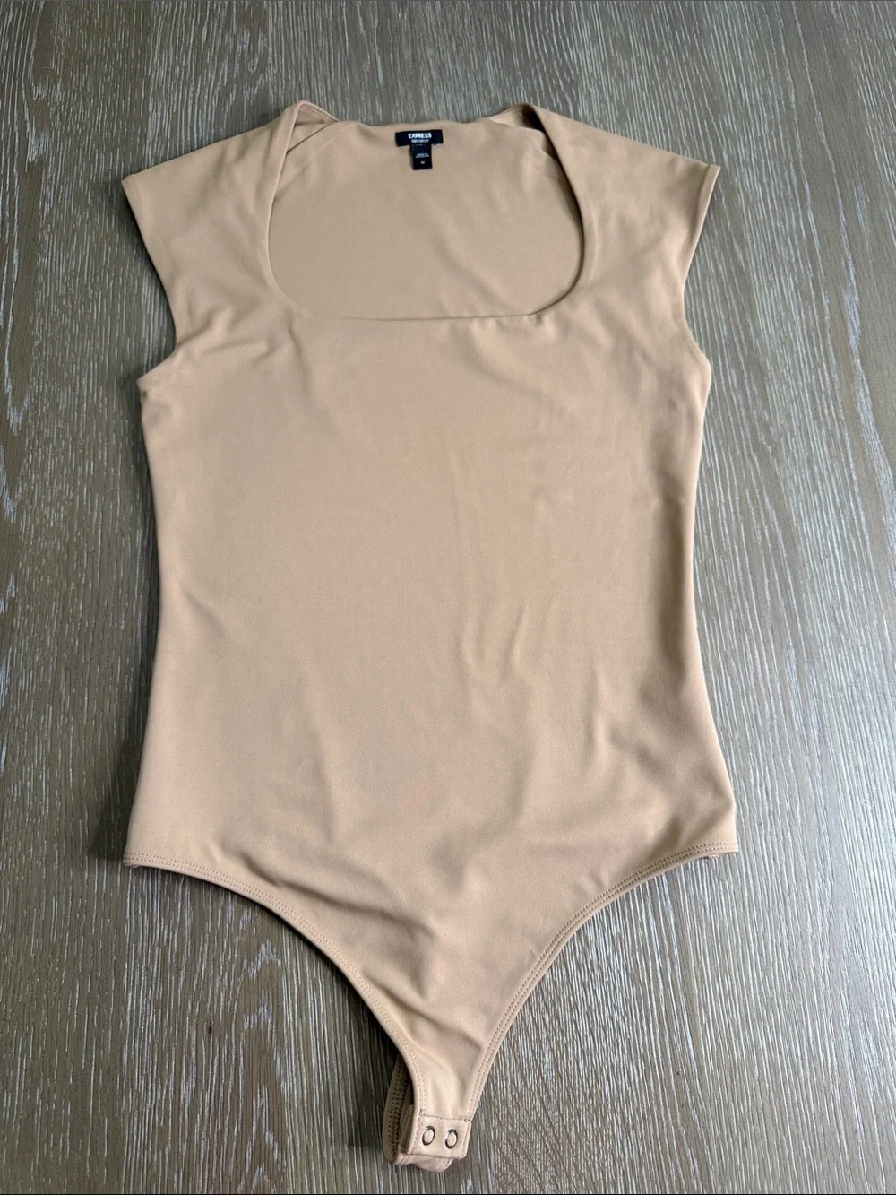 Express Nude Cap Sleeve Square Neck Bodysuit